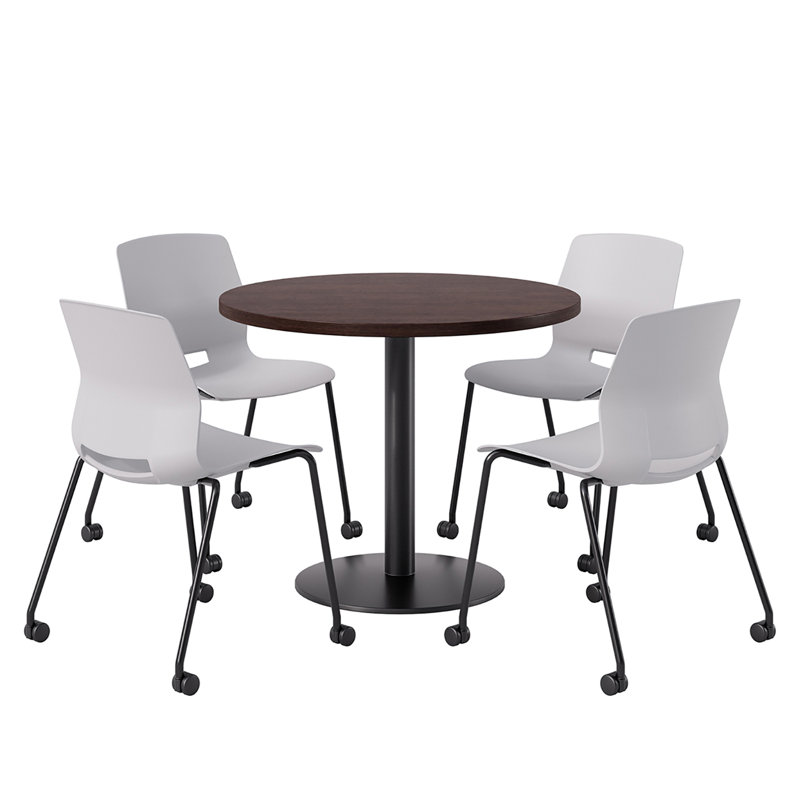 Ensemble repas pour quatre personnes, Espresso, Gris / noir, H 41 po x L 36 po x l 36 po
