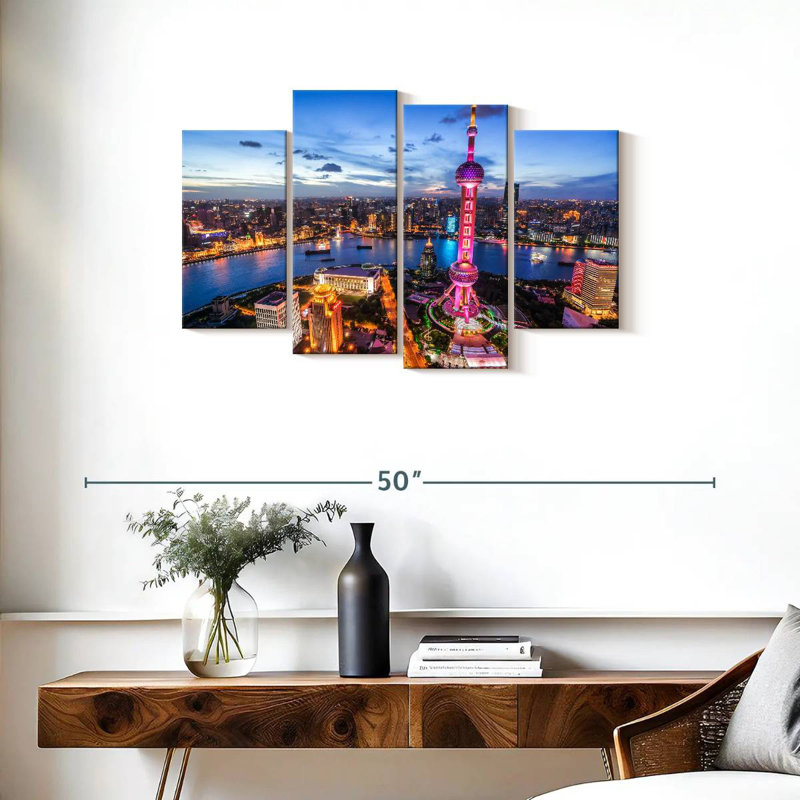 Sireci Glowing Shanghai Skyline, 22" H x 36" W