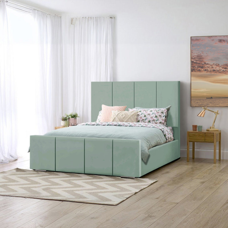 Abdule Upholstered Bed, Duck Egg, Single (3')