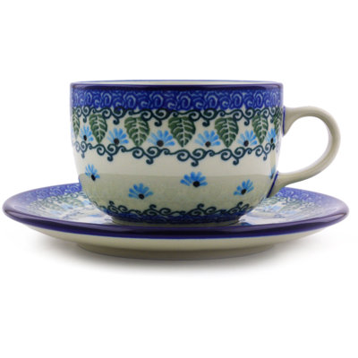 Grande tasse à café avec soucoupe en finition céramique