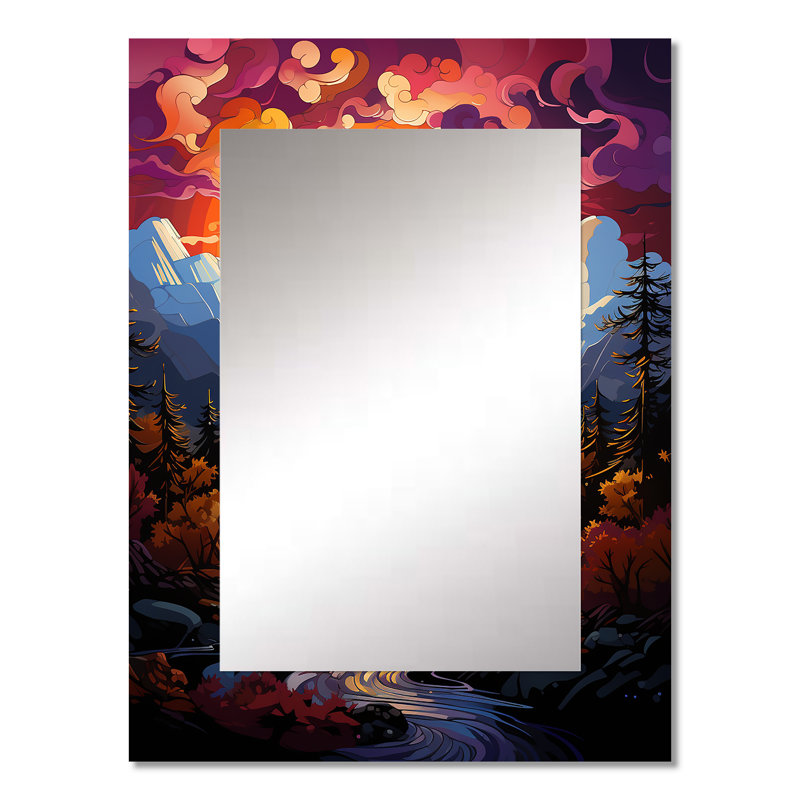 Collage de montgolfières orange - miroir à montgolfière, miroir mural moderne unique, art imprimé en métal, 32 po x 24 po