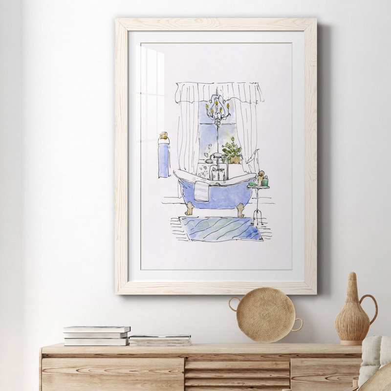 Sapery Bath I - peinture encadrée, Cadre blanc, H 31,5 po x l 23,5 po x P 1,5 po