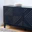 Buffet 60,5 po avec rangement, buffet de style maison de campagne cannelée avec motif géométrique et tablettes réglables, meuble télé de style Mid-Century pour le salon, la cuisine, le vestibule, la salle à manger, bleu-1412248189