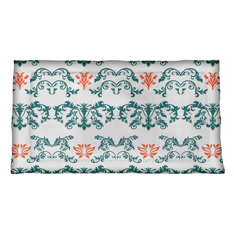 Taie d'oreiller Miami, Très grand, Blanc / bleu sarcelle / orange, polyester