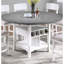 Table de cuisine transitionnelle, plateau rond / carré, blanc antique et gris, feuille intégrée, 6 places assises pour les repas des Fêtes-1047388011