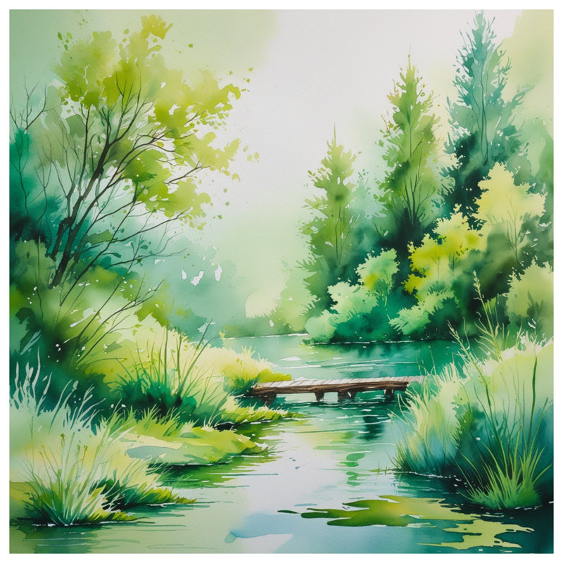 Rideaux de fenêtre Watercolor Forest Scene, Blocage, 50 po x 80 po - 1 panneau