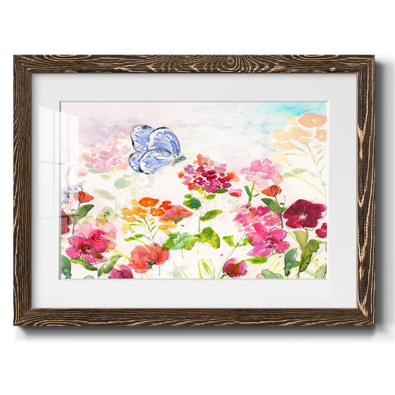 «Summer Garden Butterfly», impression sur papier, H 18 po x l 26 po x P 1,5 po, Noyer