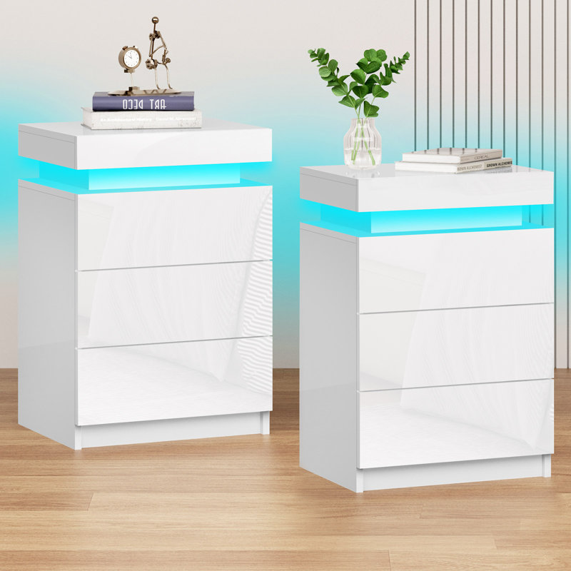 45 cm W Bedside Table, White