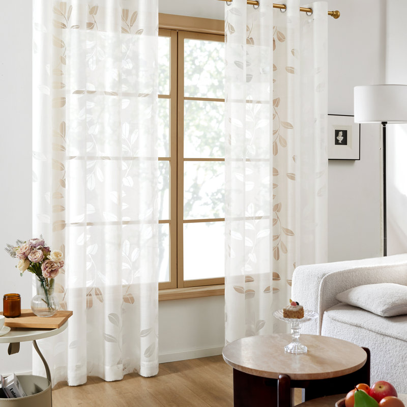 Paire de rideaux transparents Petroski, Beige, L 52 po x L 54 po