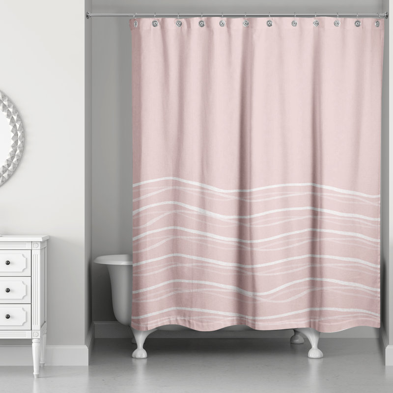 Rideau de douche simple à rayures Brésil, Rose