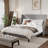 Bowdoin Modern Linen Upholstered Wingback Platform Bed with Wooden Slats-47617072-47617079