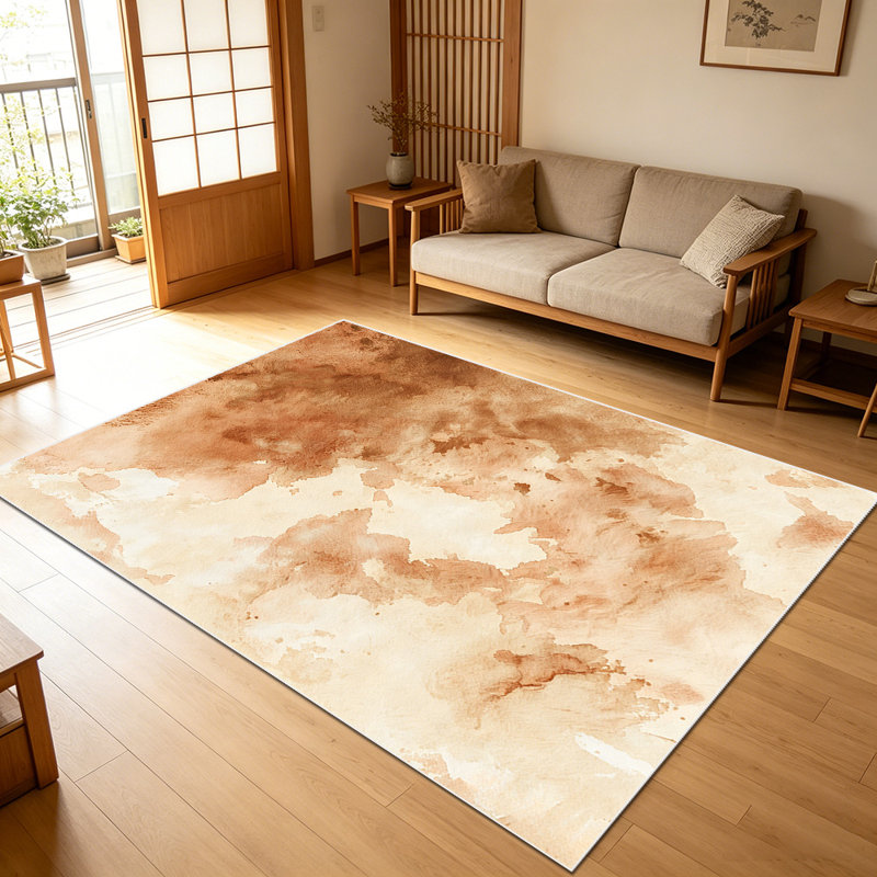 1PC Watercolor Warm Brown Marble Print area rugs for Living Room, Soft and Comfortable, Suitable for all seasons, easy-to-maintain, machine washable Indoor floor mat, Under Table Farmhouse suitable for dining room, bedroom, kitchen, entryway,