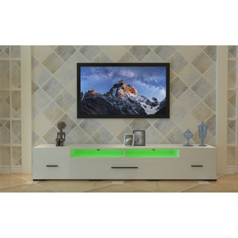 Meuble télé et meuble télé à DEL, console moderne en bois de 82,7 po