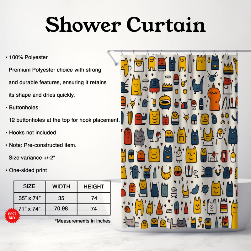 Rideau de douche Animated Joy - Premium, H 74 po x l 71 po