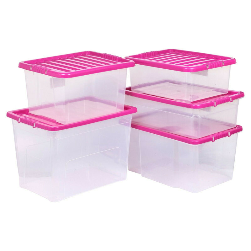 Symple Stuff Plastic Decorative Bin, Pink, 32 Litre