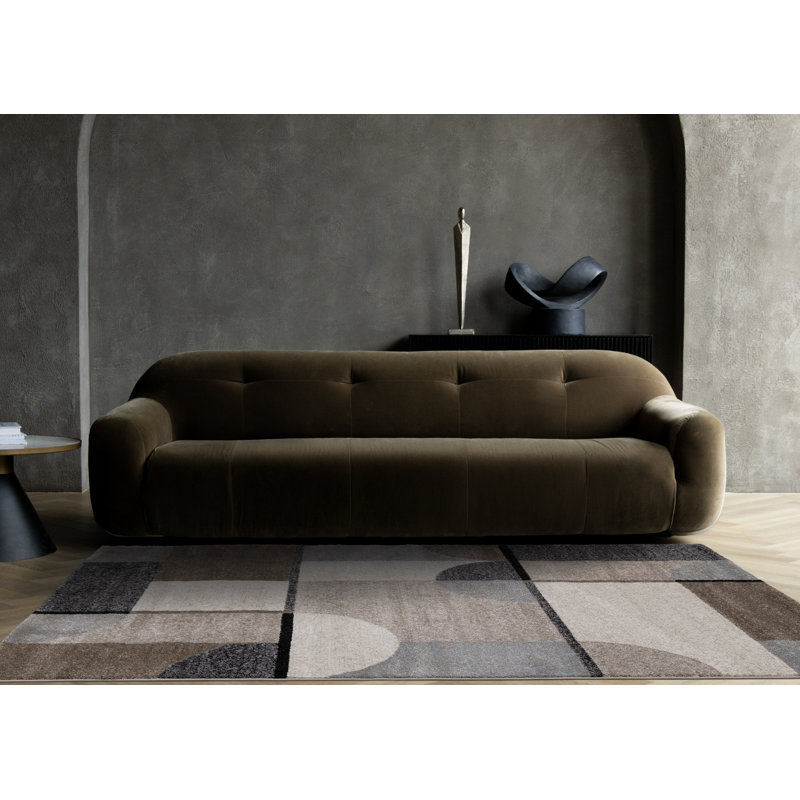 Tapis géométrique crème résistant aux taches Wooters, Rectangle 5 pi 3 po x 7 pi 7 po