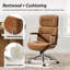 Fauteuil de direction Oswina de style moderne du milieu du siècle, en similicuir, à dossier haut et structure en bois courbé, avec mécanisme d'inclinaison et rotation à 360°.-2045561432