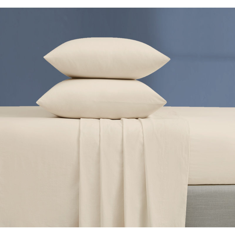 Brooklyn Loom Essential Cotton Sheet Set, Tan, Full Sheet Set with 2 Pillowcases