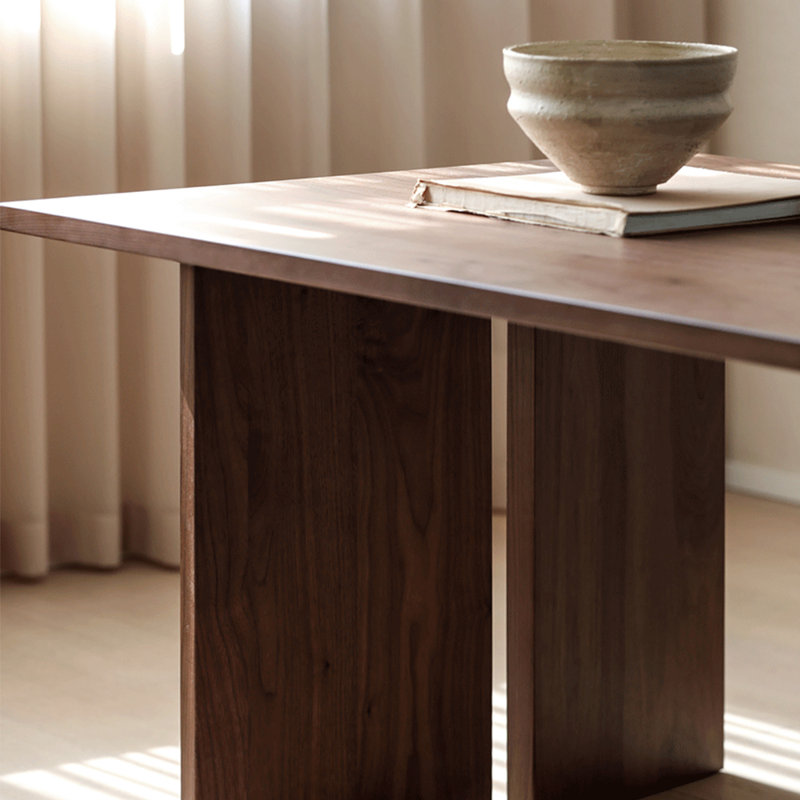 Table de salle à manger carrée en bois de frêne, H 29,53 po x L 86,61 po x l 35,43 po