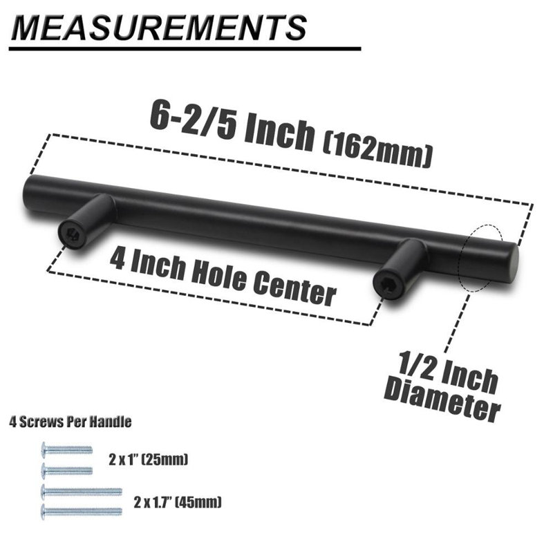 4" Center to Center Bar Pull Multipack, Black