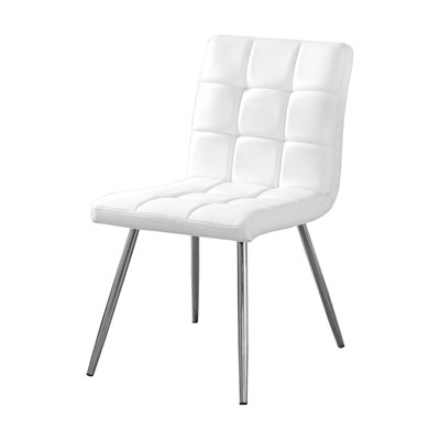 Rim Dining Chair Set Of 2, Faux Leather, Foam Cushions, Chrome Metal