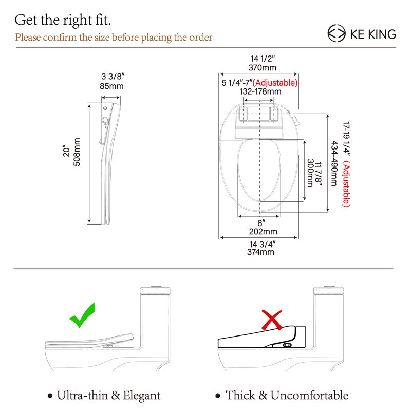 Siège de toilette allongé non électrique
