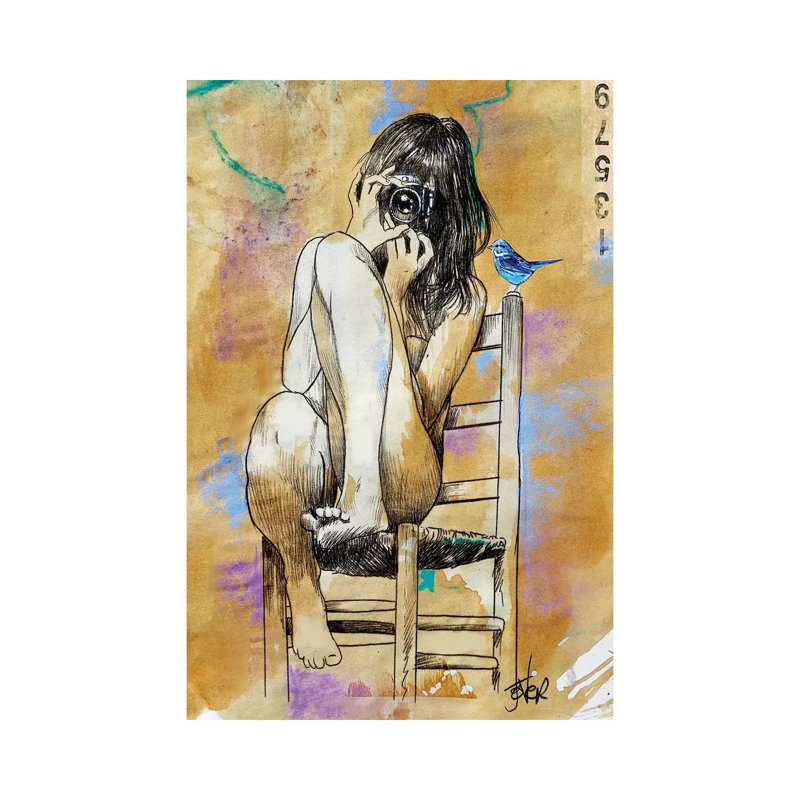 Click Bluebird by Loui Jover - Wrapped Canvas Print, 20.32 cm H x 30.48 cm W