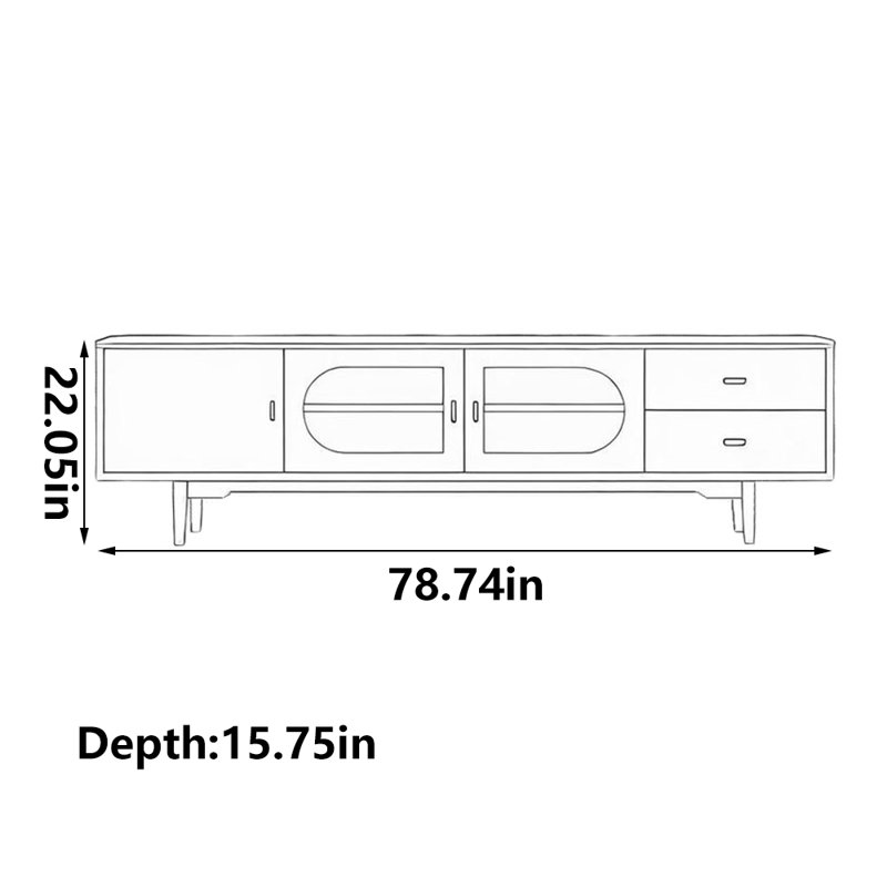 Meuble télé en bois massif de noyer noir, 78.74"