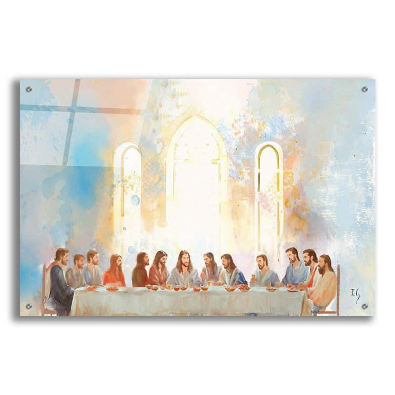 «The Last Supper - Last Gathering» par Ivan Guaderrama, art mural en verre acrylique, H 24 po x l 36 po x P 0,2 po