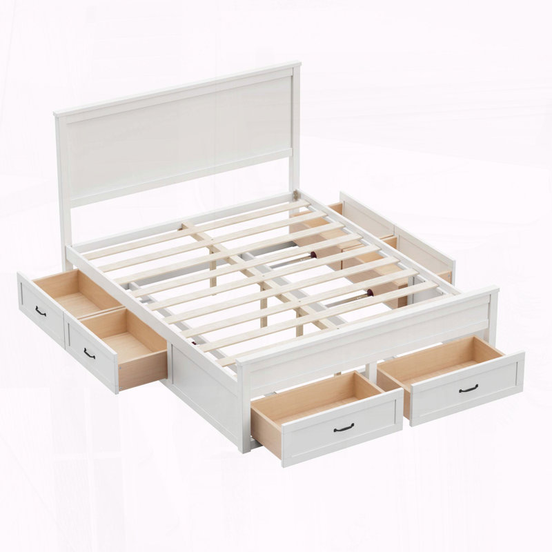 Structure de lit avec 6 tiroirs Modern, Blanc