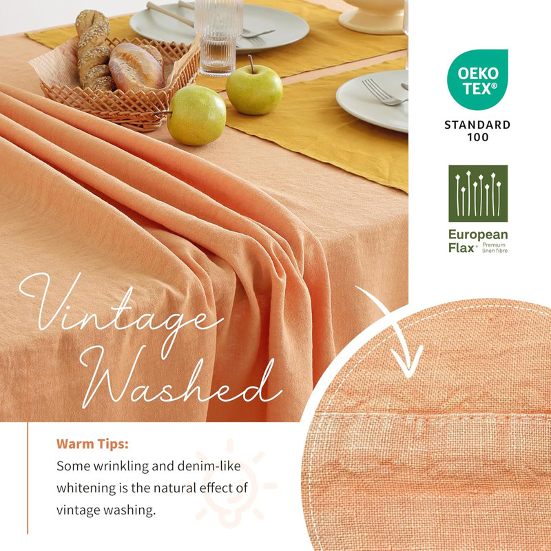 Nappe 100% lin français, L 60 po x L 120 po, Orange