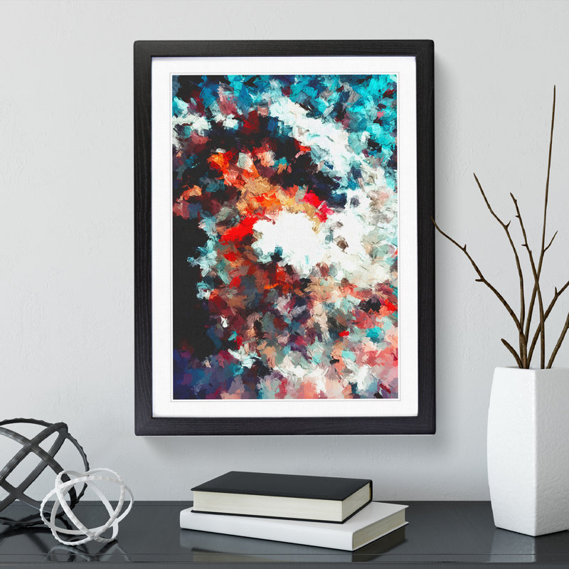 Passion Of Flowers Abstract - Single Picture Frame Painting, Black Framed, 64cm H x 46cm W x 2cm D