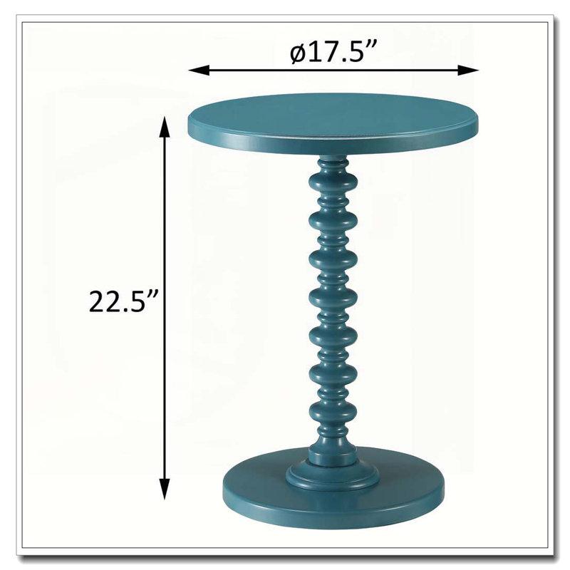 Teal Round Wooden Side Table