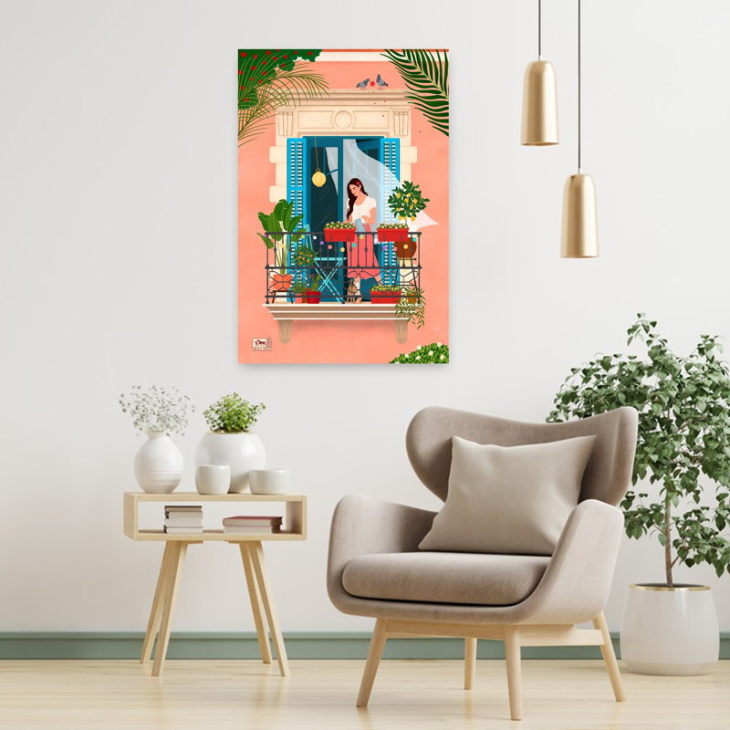 Art contemporain, art paisible, plante paisible, chat paisible serein, H 36 po x l 24 po