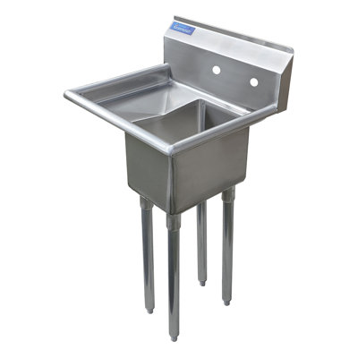 20in. x 20in. Stainless Steel Commercial Kitchen Prep & Utility Sink with 10in. Left Drainboard -  Amgood, AMG SINK 101410-10L NO FAUCET