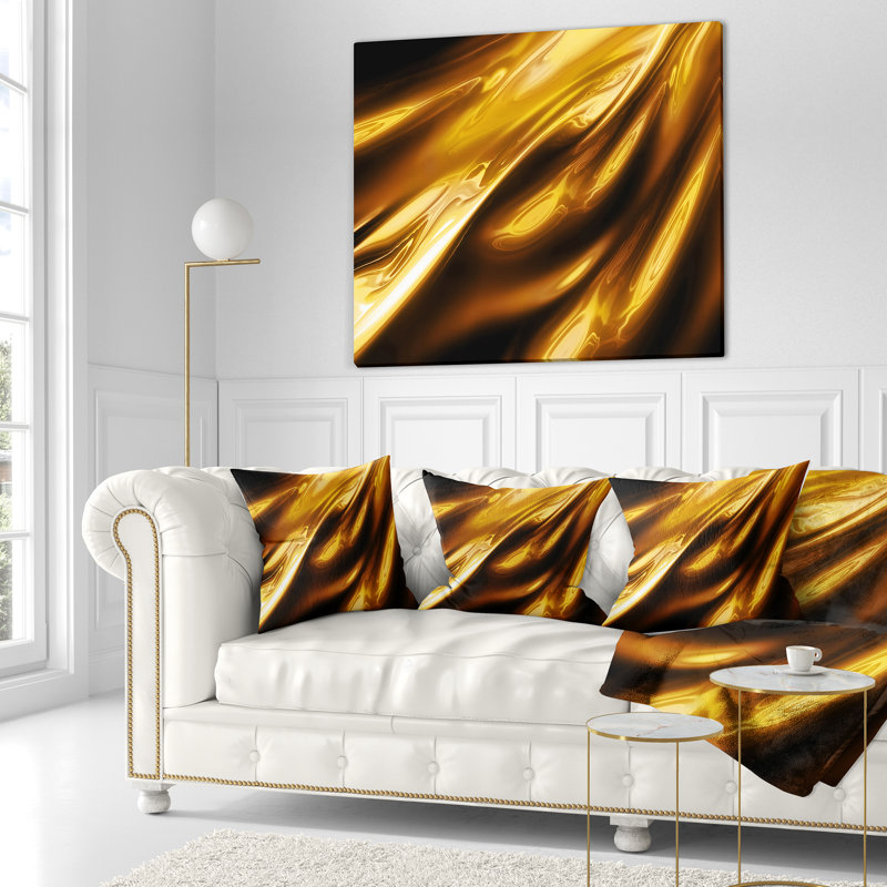 Motif de texture or liquide - coussin imprimé abstrait, 18 po x 18 po, Coussin décoratif