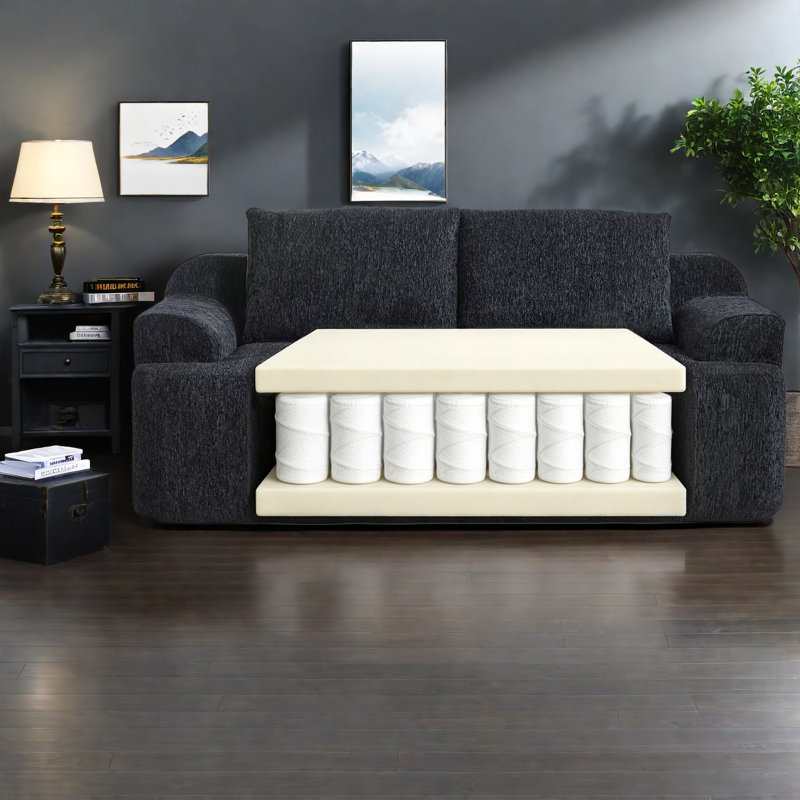 Compression Sofas with Storage, 67 Inch Foam Modern Couch for Small Home