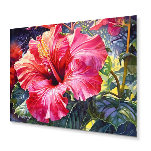 Bay Isle Home Red Tropical Hibiscus Harmony II - Floral Metal Wall Art ...