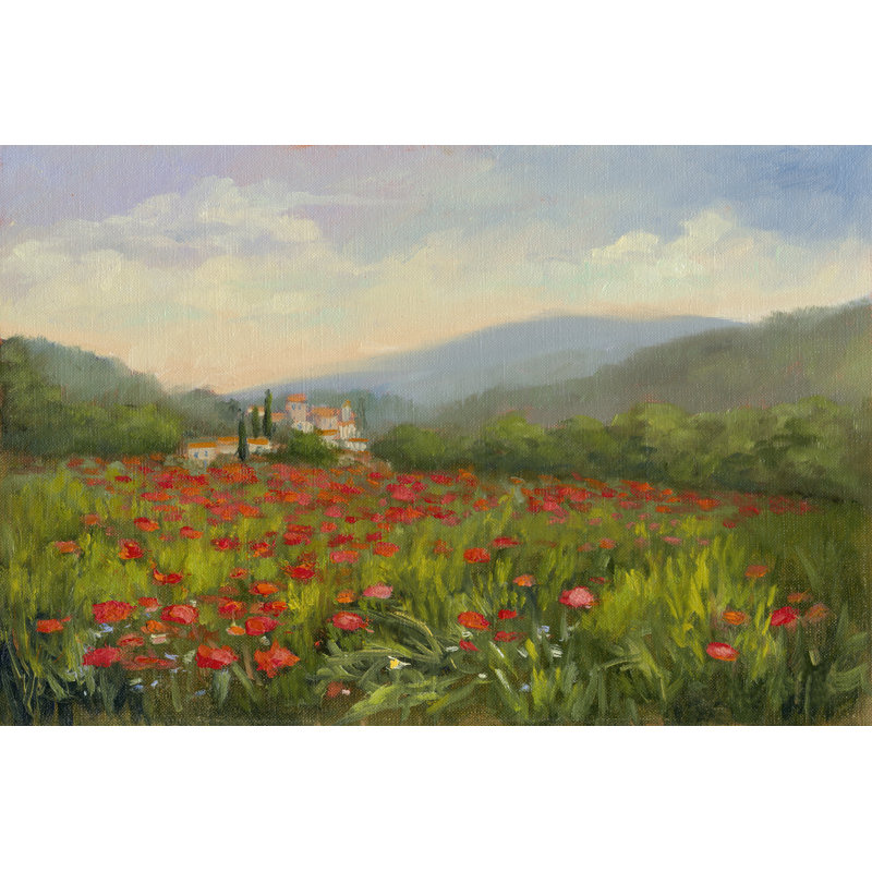 Umbrian Poppy Field by Mary Jean Weber - Wrapped Canvas Painting, 61cm H x 91cm W x 3.8cm D