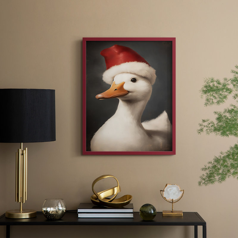 «Christmas Holiday Art», série 2-CIX, reproduction encadrée - bois massif, H 21 po x l 17 po, Rouge