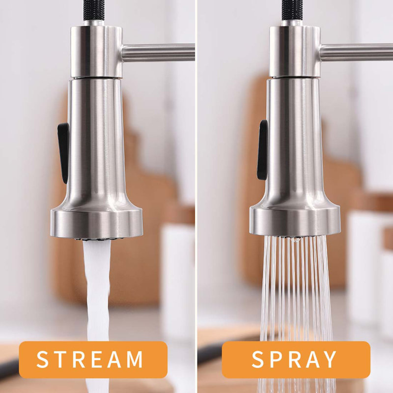 HOOSENG Pull Down Touchless Kitchen Faucet, Brushed Nickel