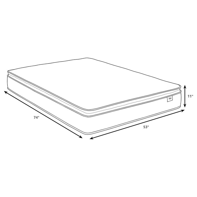  Matelas hybride en mousse à mémoire de forme avec plateau-coussin de 11 pouces Orin, Lit double