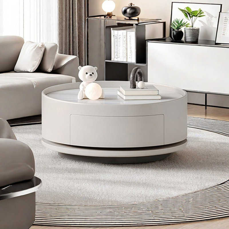 Minimalist cream style rotating end table