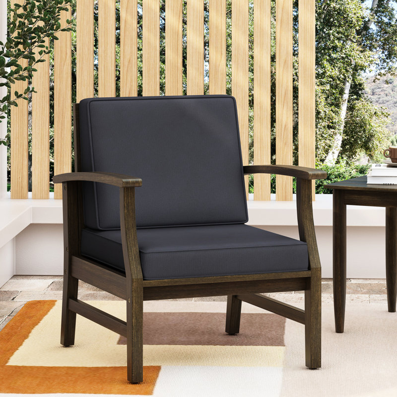 Fauteuil club gris foncé - Bois pour un espace extérieur élégant avec une structure moderne
