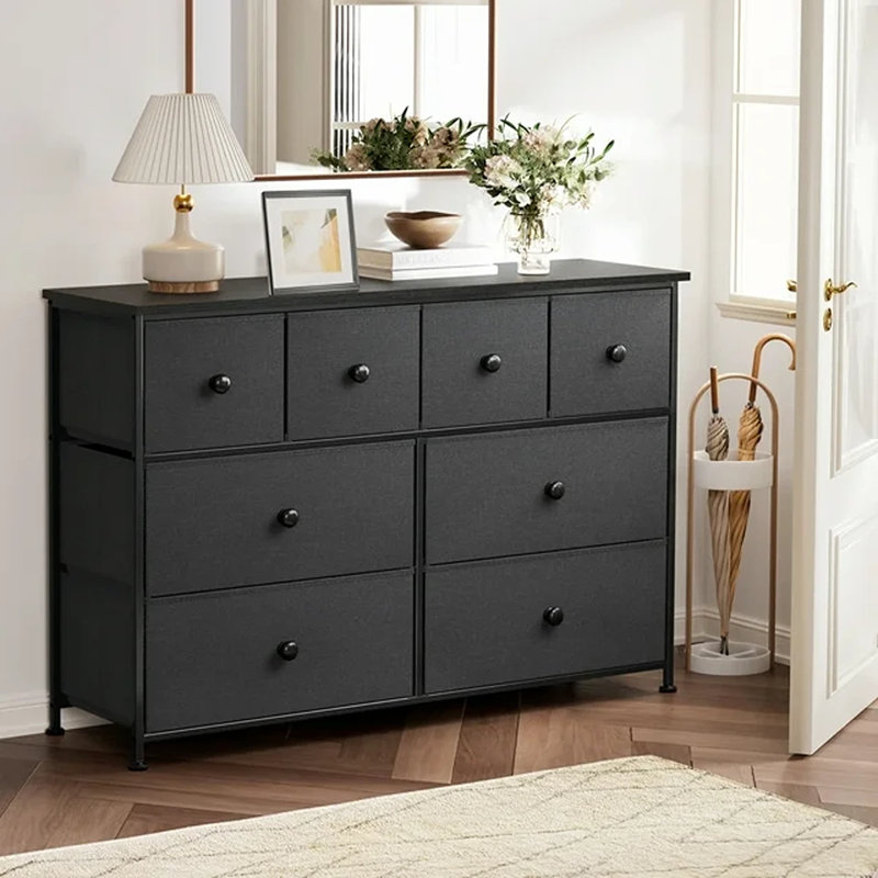 Ojaswi 8 Drawer 104.1Cm W Dresser, Black Grey