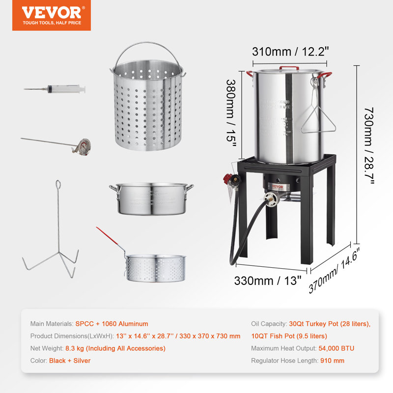 VEVOR VEVOR Premium Aluminum 30 Qt. Turkey Fryer And 10 Qt. Fish Fryer Boiler Steamer Set
