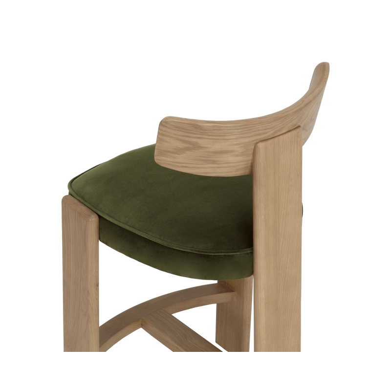 Horton Upholstered Bar Stool with Solid Wood Frame, 26