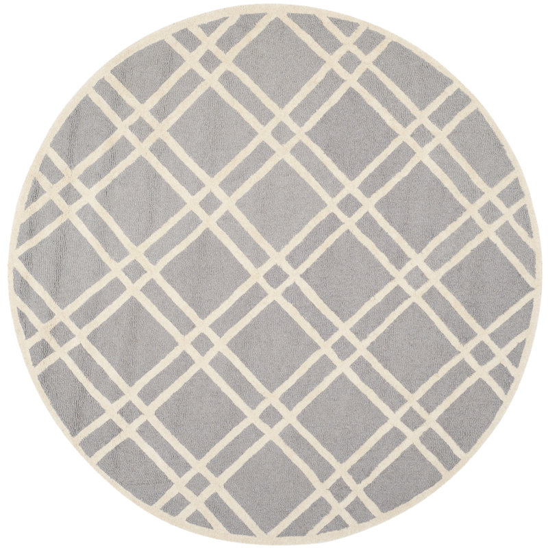 Deedgra Hand Tufted Wool Geometric Rug, Round 6'