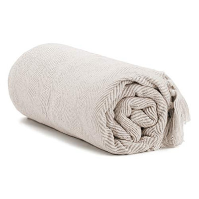 Jeté 50 x 60 100% coton au crochet avec frange - idéal pour un lit, un canapé ou une chaise