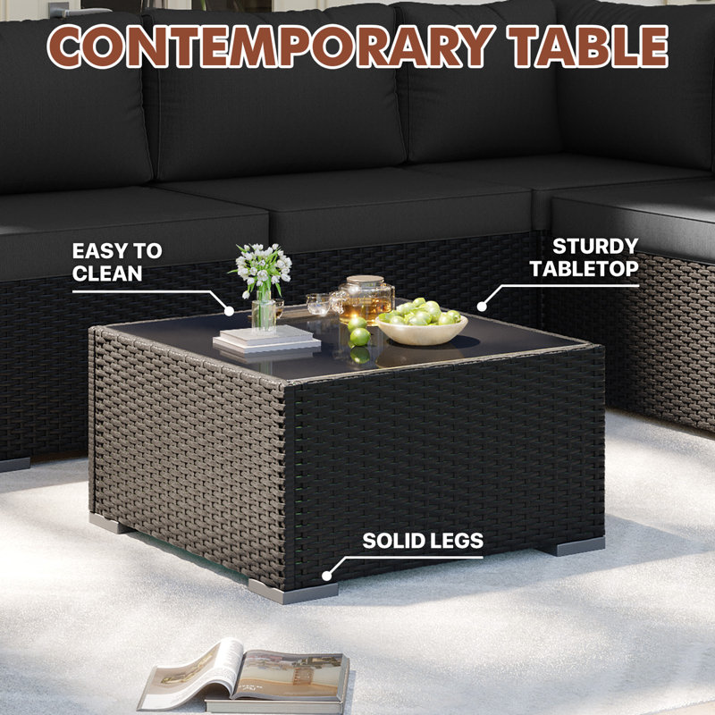 Patio Safo pour 3 personnes avec coussins, Noir, Noir